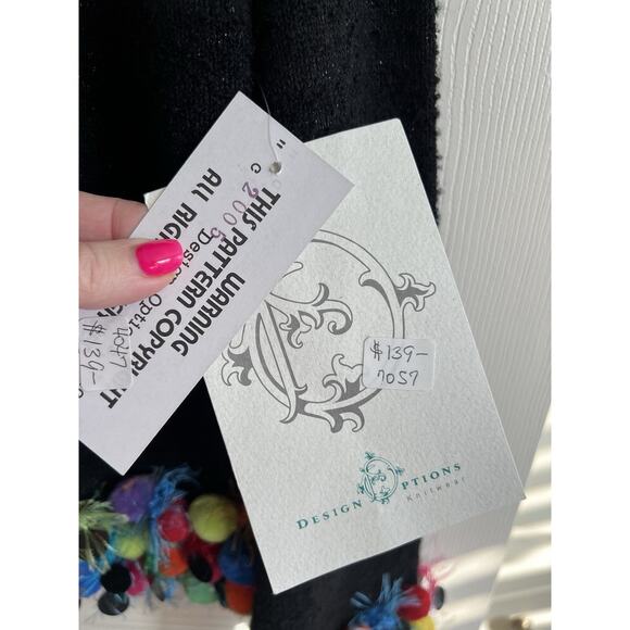 DESIGN OPTIONS By Philip & Jane Gordon Colorful Pom Pom Sweater Cardigan XL NWT - Picture 11 of 13